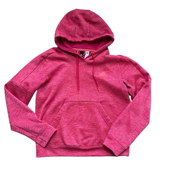 Adidas Climawarm Athletic Hoodie Pullover Sweatshirt Girls Pink Thumb Hole M - Picture 1 of 6
